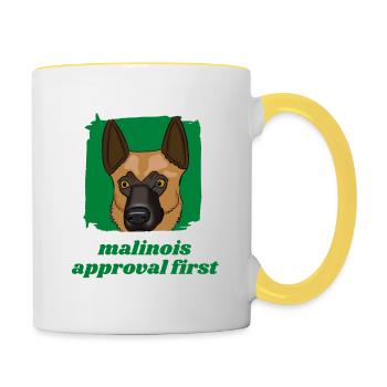 Malinois approval - Contrasting Mug - white/yellow - Right