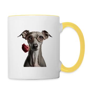 Italian Greyhound Valentins Tag - Tasse zweifarbig - Weiß/Gelb - Rechts