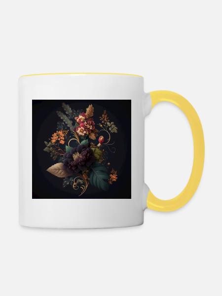Floral Design 6 - Tasse zweifarbig - Weiß/Gelb