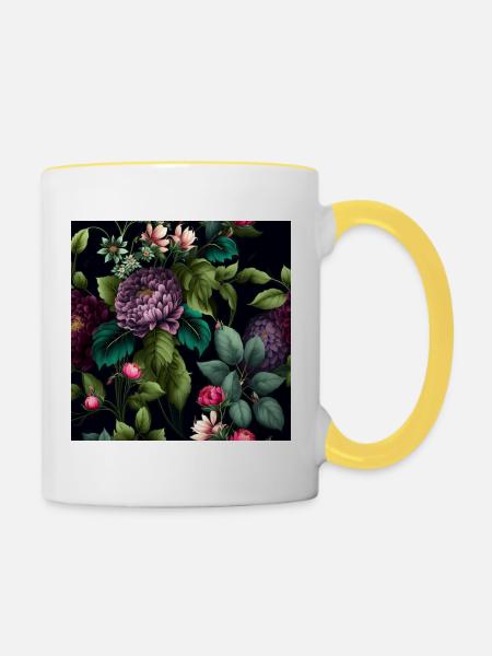 Floral Design 18 - Tasse zweifarbig - Weiß/Gelb