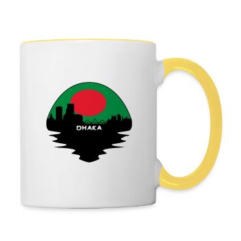 Dhaka Bangladesch Flagge Skyline Silhouette Reisen - Tasse zweifarbig - Weiß/Gelb - Rechts