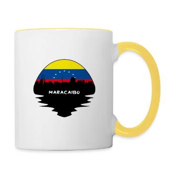 Maracaibo Venezuela Flag Skyline Silhouette Travel - Contrasting Mug - white/yellow - Right