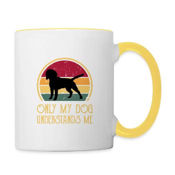 Beagle Dog Lover Silhouette Vintage Sunset - Mug contrasté - blanc/jaune - Droite