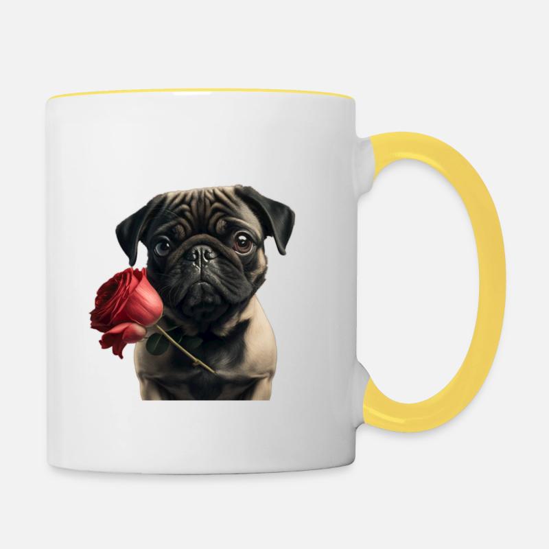 Carlin Saint-Valentin - Mug contrasté - blanc/jaune