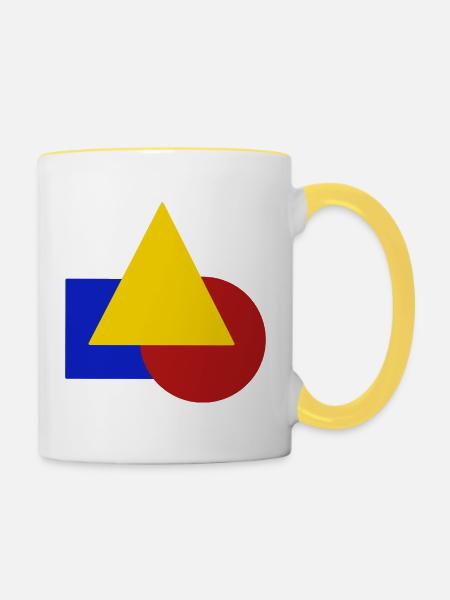 Geometrisch - Tasse zweifarbig - Weiß/Gelb
