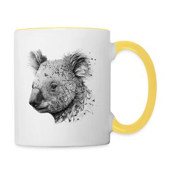Koala Bären Tiere Geschenk Kunst Tiermotiv - Tasse zweifarbig - Weiß/Gelb - Rechts