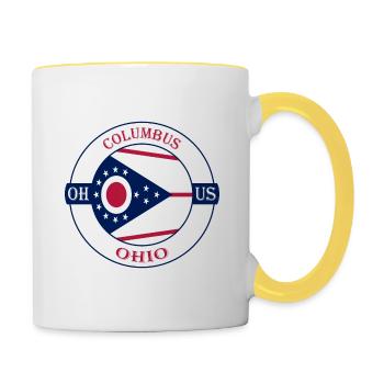 Columbus Ohio Flag USA Travel Souvenir Badge - Contrasting Mug - white/yellow - Right