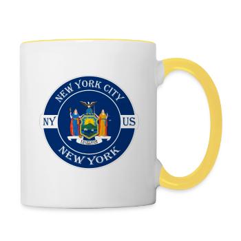 New York City New York Flag USA Souvenir Badge - Contrasting Mug - white/yellow - Right