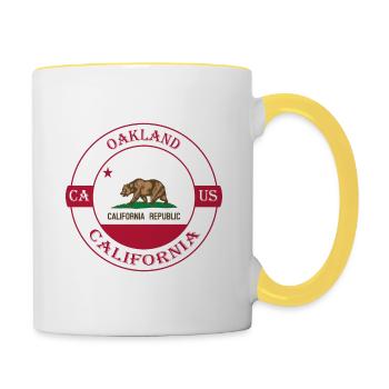 Oakland California Flag USA Travel Souvenir Badge - Contrasting Mug - white/yellow - Right