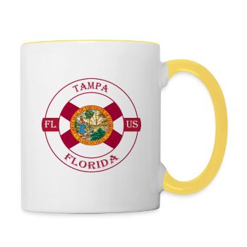 Tampa Florida Flag USA Travel Souvenir Badge - Contrasting Mug - white/yellow - Right