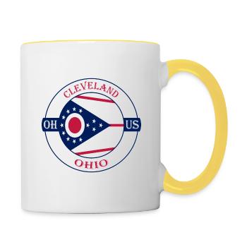 Cleveland Ohio Flag USA Travel Souvenir Badge - Contrasting Mug - white/yellow - Right