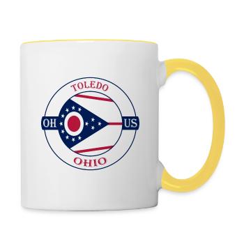 Toledo Ohio Flagge USA Reise Souvenir Abzeichen - Tasse zweifarbig - Weiß/Gelb - Rechts