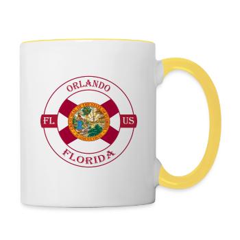 Orlando Florida Flagge USA Reise Souvenir Abzeichen - Tasse zweifarbig - Weiß/Gelb - Rechts