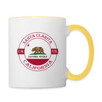 Santa Clarita California Flag USA Souvenir Logo - Contrasting Mug - white/yellow - Right
