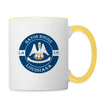 Baton Rouge Louisiana Flagge USA Souvenir Abzeichen - Tasse zweifarbig - Weiß/Gelb - Rechts