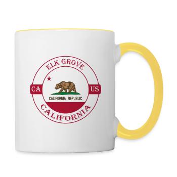 Elk Grove California Flagge USA Souvenir Abzeichen - Tasse zweifarbig - Weiß/Gelb - Rechts