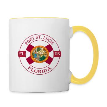 Port St. Lucie Florida Flag USA Souvenir Badge - Contrasting Mug - white/yellow - Right