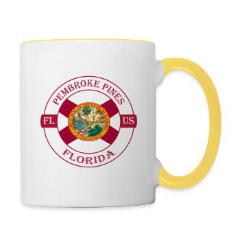 Pembroke Pines Florida Flag USA Souvenir Badge - Contrasting Mug - white/yellow - Right