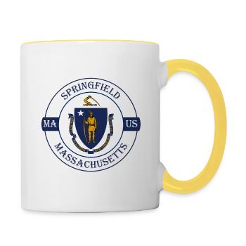 Springfield Massachusetts Flagge USA Reisesouvenir - Tasse zweifarbig - Weiß/Gelb - Rechts