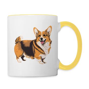Prêt à jouer Corgi - Mug contrasté - blanc/jaune - Droite
