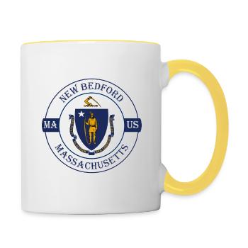 New Bedford Massachusetts Flag USA Travel Souvenir - Contrasting Mug - white/yellow - Right