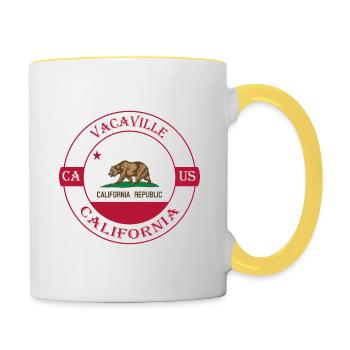 Vacaville California Flag USA Souvenir Badge - Contrasting Mug - white/yellow - Right