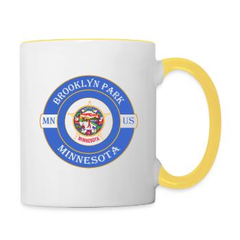Brooklyn Park Minnesota Flagge USA Souvenir Abzeichen - Tasse zweifarbig - Weiß/Gelb - Rechts
