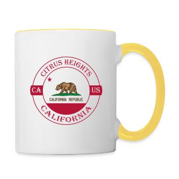 Citrus Heights California Flagge USA Reise Souvenir - Tasse zweifarbig - Weiß/Gelb - Rechts