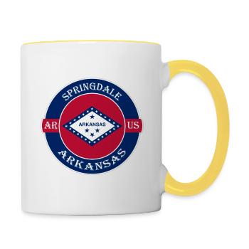 Springdale Arkansas Flag USA Travel Souvenir Badge - Contrasting Mug - white/yellow - Right