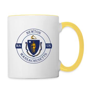 Newton Massachusetts Flagge USA Souvenir Abzeichen - Tasse zweifarbig - Weiß/Gelb - Rechts