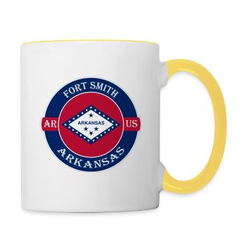 Fort Smith Arkansas Flag USA Travel Souvenir Badge - Contrasting Mug - white/yellow - Right