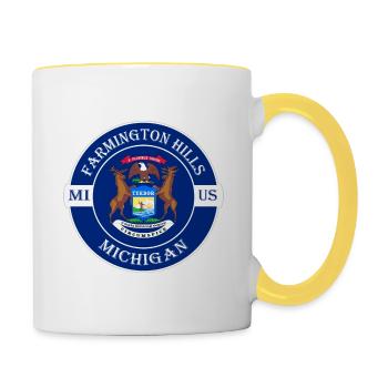 Farmington Hills Michigan Flagge USA Reise Souvenir - Tasse zweifarbig - Weiß/Gelb - Rechts