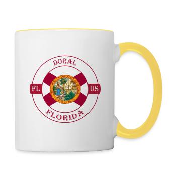 Doral Florida Flagge USA Reise Souvenir Abzeichen - Tasse zweifarbig - Weiß/Gelb - Rechts
