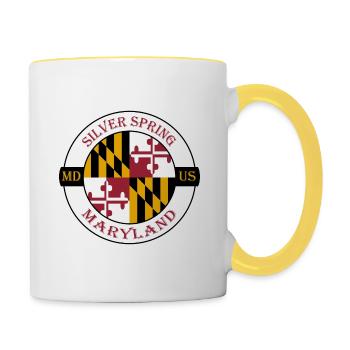 Silver Spring Maryland Flag USA Souvenir Badge - Contrasting Mug - white/yellow - Right