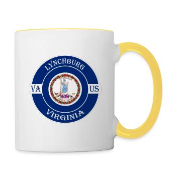 Lynchburg Virginia Flag USA Travel Souvenir Badge - Mug contrasté - blanc/jaune - Droite