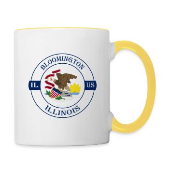 Bloomington Illinois Flag USA Souvenir Badge - Mug contrasté - blanc/jaune - Droite