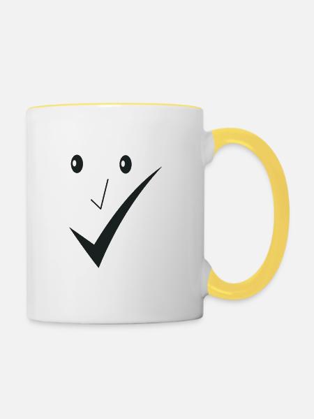 Feines Lächeln - Feines Gesicht D01. - Tasse zweifarbig - Weiß/Gelb