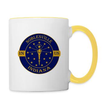 Noblesville Indiana Flag USA Travel Souvenir Badge - Contrasting Mug - white/yellow - Right