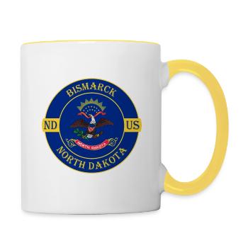 Bismarck North Dakota Flag USA Souvenir Badge - Contrasting Mug - white/yellow - Right