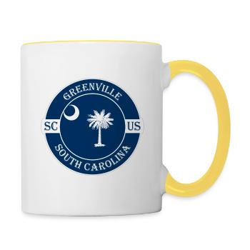 Greenville South Carolina Flag USA Travel Souvenir - Contrasting Mug - white/yellow - Right