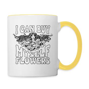Acheter des fleurs Illustration de chemise - Mug contrasté - blanc/jaune - Droite
