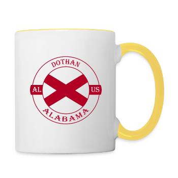 Dothan Alabama Flag USA Travel Souvenir Badge - Contrasting Mug - white/yellow - Right