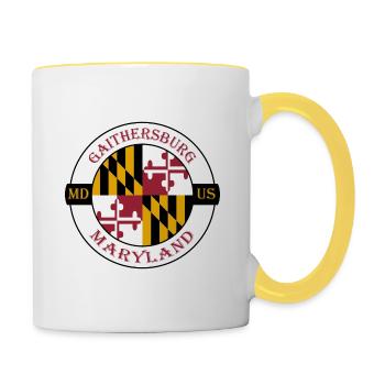 Gaithersburg Maryland drapeau USA insigne souvenir - Mug contrasté - blanc/jaune - Droite