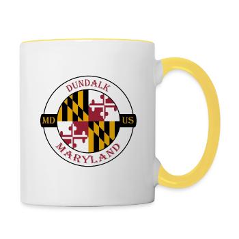 Dundalk Maryland Flag USA Travel Souvenir Badge - Contrasting Mug - white/yellow - Right
