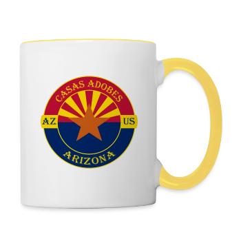 Casas Adobes Arizona Flag USA Souvenir Badge - Mug contrasté - blanc/jaune - Droite