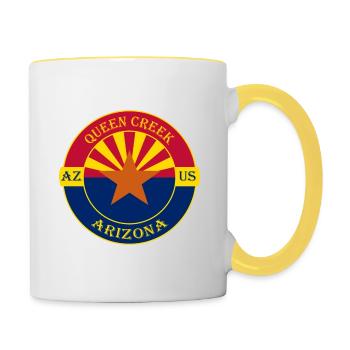 Queen Creek Arizona Flagge USA Reise Souvenir Abzeichen - Tasse zweifarbig - Weiß/Gelb - Rechts