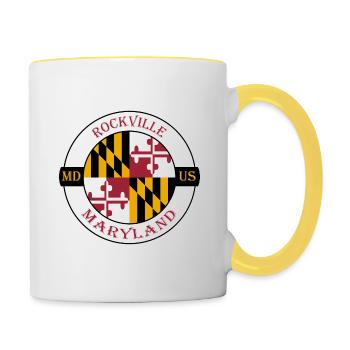 Rockville Maryland Flag USA Travel Souvenir Badge - Contrasting Mug - white/yellow - Right