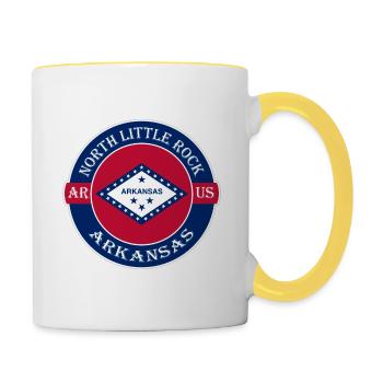 North Little Rock Arkansas Flag USA Souvenir - Contrasting Mug - white/yellow - Right