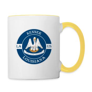 Kenner Louisiana Flag USA Travel Souvenir Badge - Contrasting Mug - white/yellow - Right