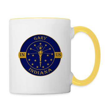 Gary Indiana Flag USA Travel Souvenir Badge - Contrasting Mug - white/yellow - Right